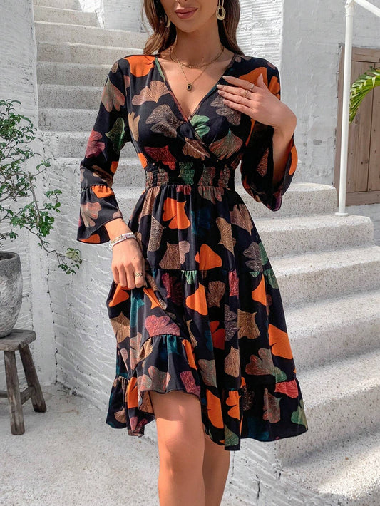 Elegance Femme - Boho Khaki Dress - Full Print - Sereni Femme