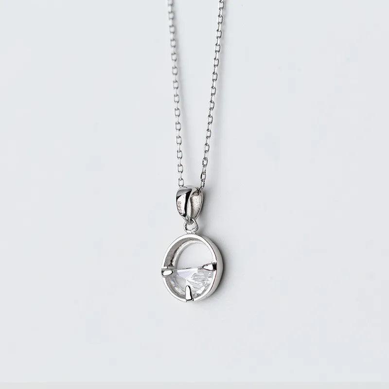 Stone circle - Elegant sterling silver pendant necklace - Sereni Femme