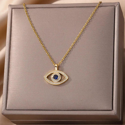 Olhoazul - Stainless Steel Eye of Protection Necklace - Sereni Femme