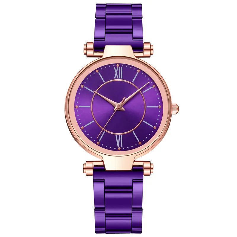 LuxeAura - Round rose gold wristwatch - Sereni Femme