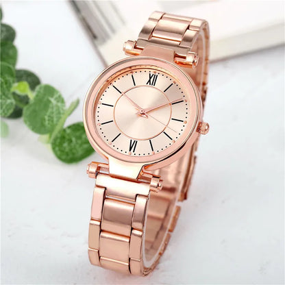 LuxeAura - Round rose gold wristwatch - Sereni Femme